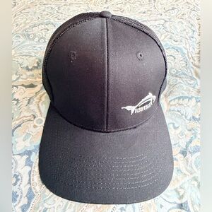 DXN Headwear Fish Tale Black Hat Cap One Size Fits All White Logo